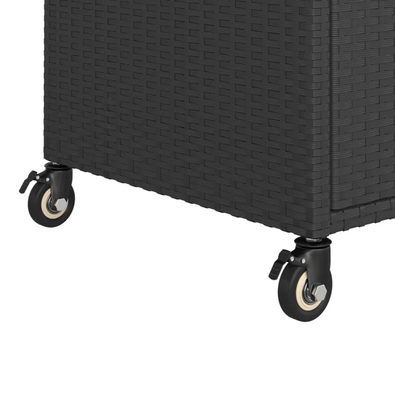 Outdoor Bar Cart 2-Tier Serving Cart Rolling Utility Cart PE Rattan