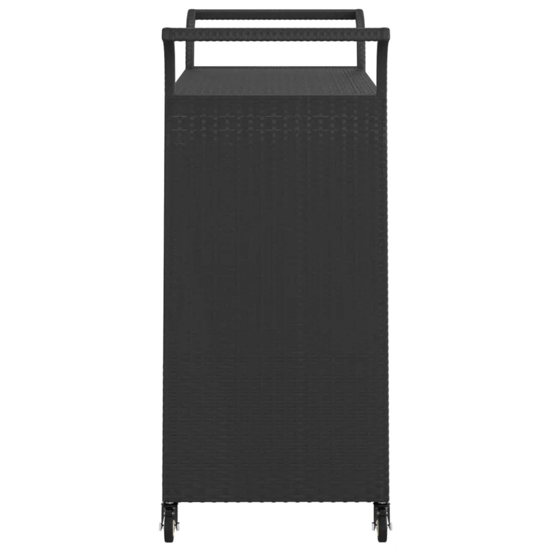 Outdoor Bar Cart 2-Tier Serving Cart Rolling Utility Cart PE Rattan