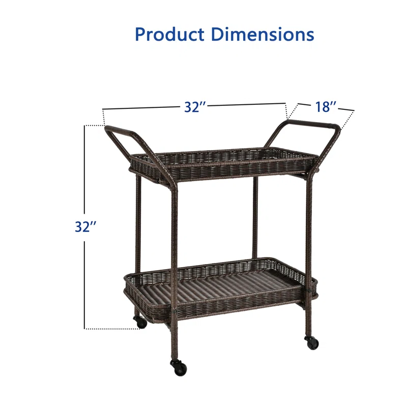 Resin Wicker Serving Cart - Indoor/Outdoor Coastal Style