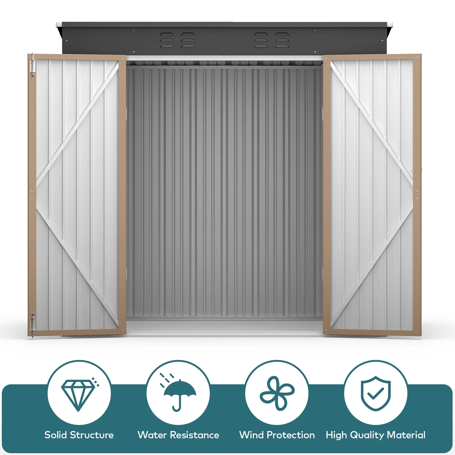 Lofka 6 x 4ft Metal Storage Shed, Garden Shed with Double Lockable Doors, Waterproof Shed & Outdoor Storage