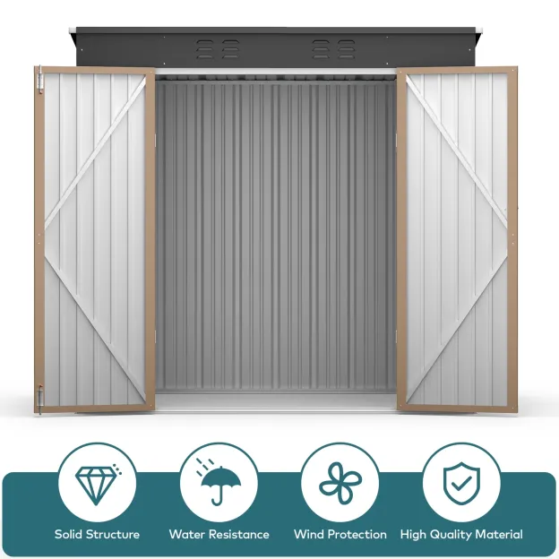 Lofka 6 x 4ft Metal Storage Shed, Garden Shed with Double Lockable Doors, Waterproof Shed & Outdoor Storage
