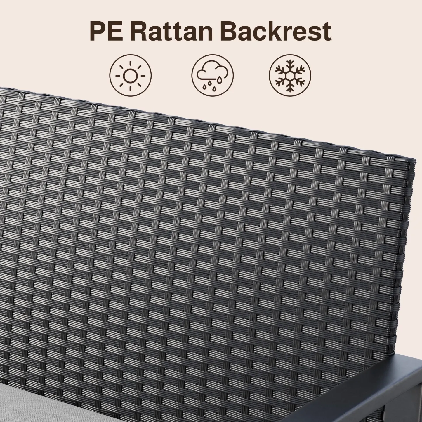 Lofka 4 Pieces Patio Comversation Set with Outdoor Rocking Chairs, Rattan Loveseat, Glass Bistro Coffee Table