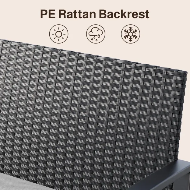 Lofka 4 Pieces Patio Comversation Set with Outdoor Rocking Chairs, Rattan Loveseat, Glass Bistro Coffee Table