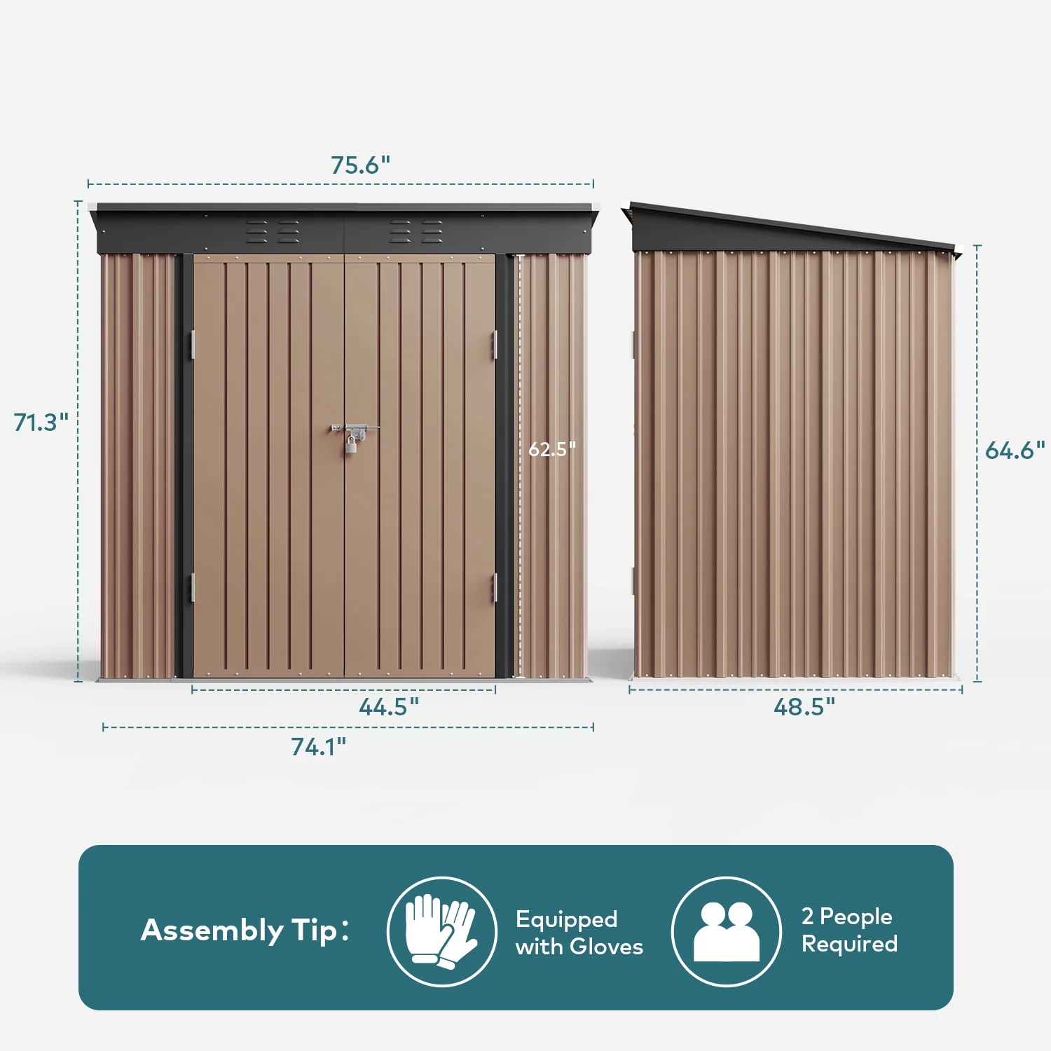 Lofka 6 x 4ft Metal Storage Shed, Garden Shed with Double Lockable Doors, Waterproof Shed & Outdoor Storage