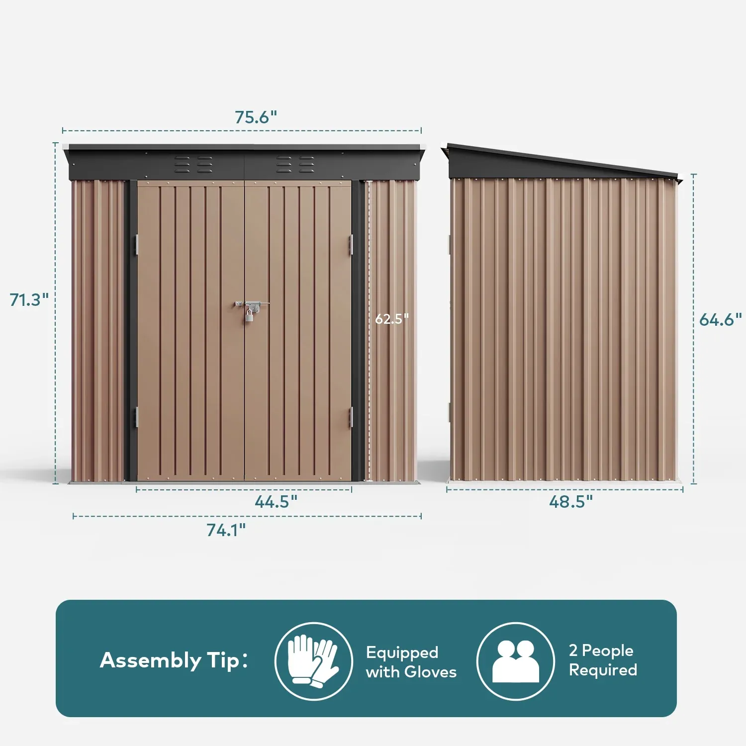 Lofka 6 x 4ft Metal Storage Shed, Garden Shed with Double Lockable Doors, Waterproof Shed & Outdoor Storage