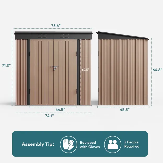Lofka 6 x 4ft Metal Storage Shed, Garden Shed with Double Lockable Doors, Waterproof Shed & Outdoor Storage