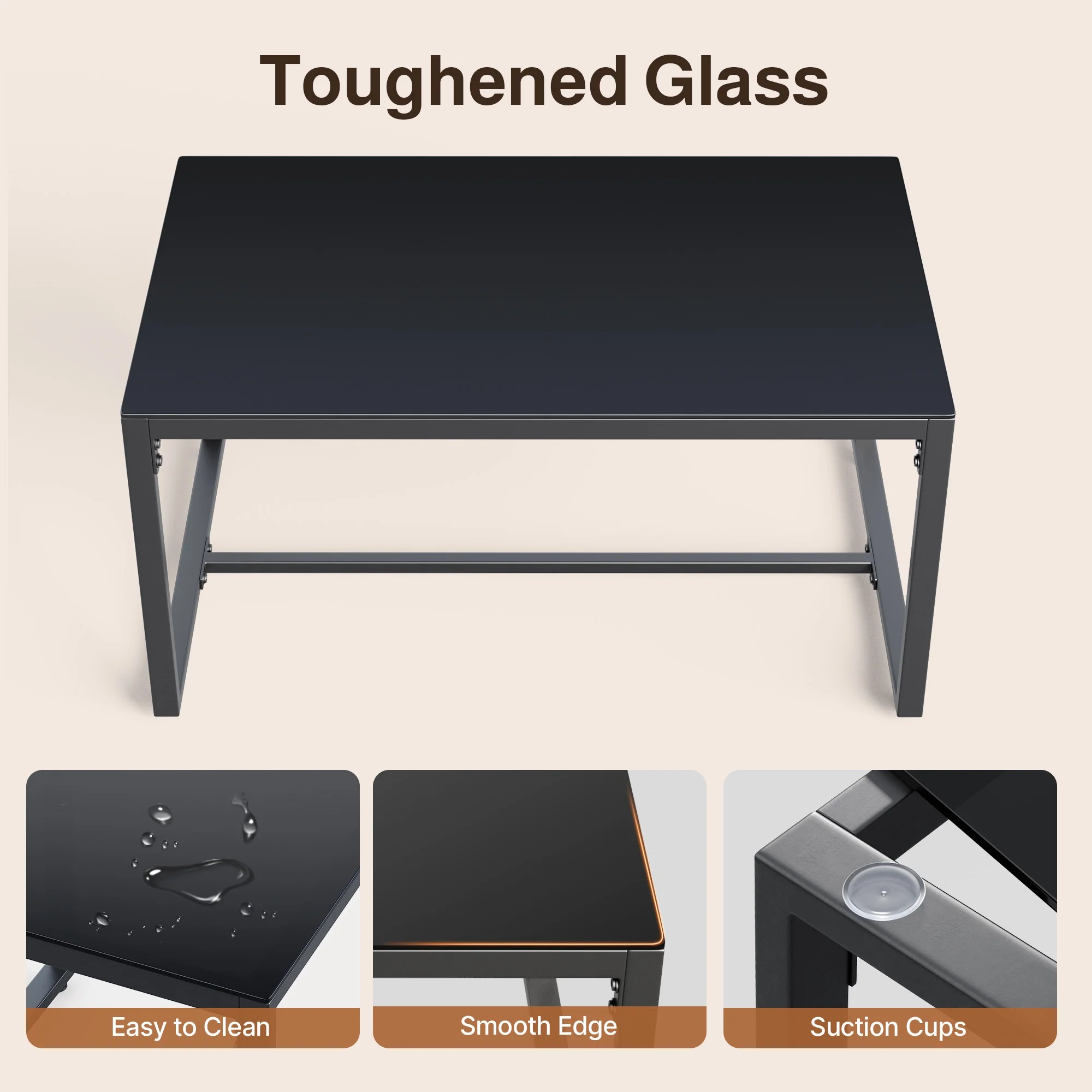 Lofka 4 Pieces Patio Comversation Set with Outdoor Rocking Chairs, Rattan Loveseat, Glass Bistro Coffee Table