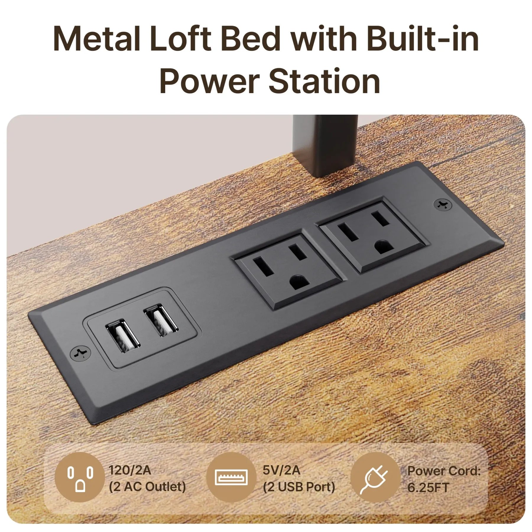 Lofka Loft Bed Twin Size, Heavy Duty Metal Bed Frames with Desk, Charging Sation, LED Lights, Storage ShelvesSafety Guard and Ladder