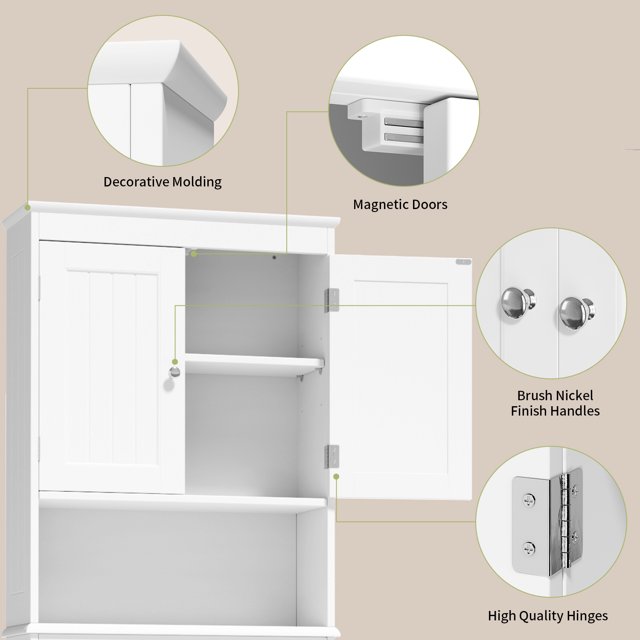 Over the Toilet Storage Cabinet, Lofka Bathroom Cabinet with Open Shlef &Doors
