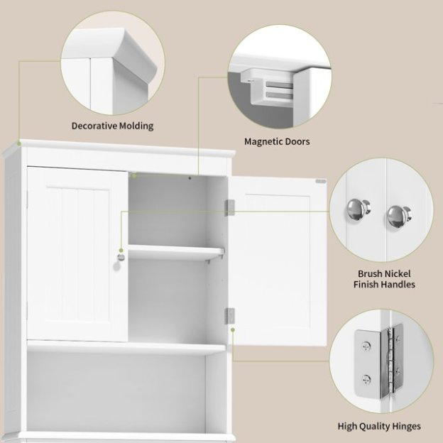 Over the Toilet Storage Cabinet, Lofka Bathroom Cabinet with Open Shlef &Doors