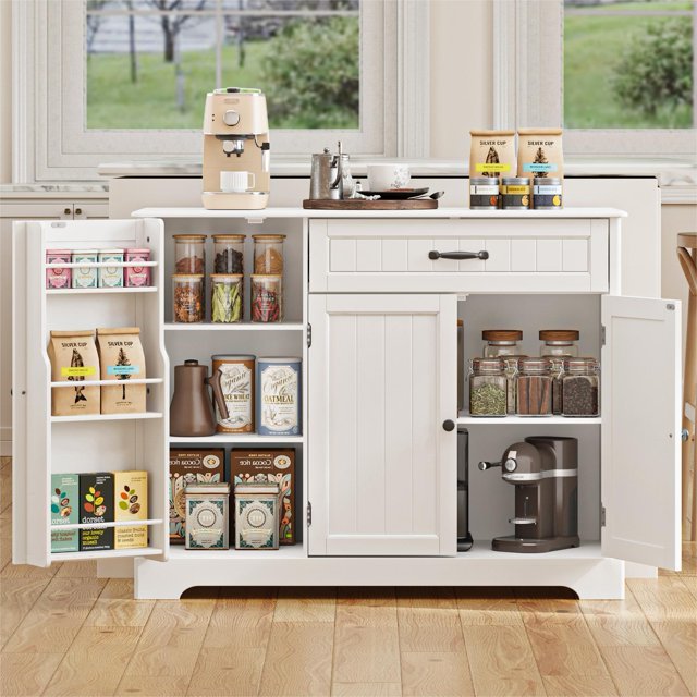 Lofka 42" Kitchen Storage Cabinet, Sideboard Buffet Cabinet with 8 Shelves, 1 Drawer