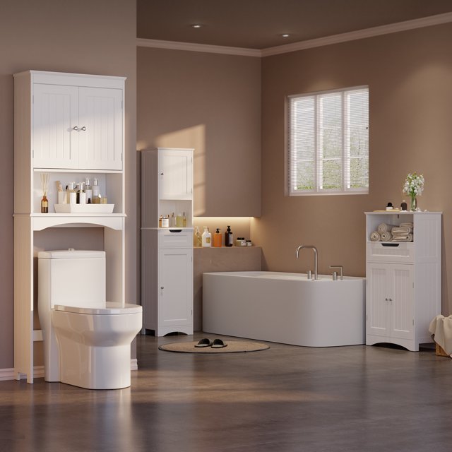 Over the Toilet Storage Cabinet, Lofka Bathroom Cabinet with Open Shlef &Doors