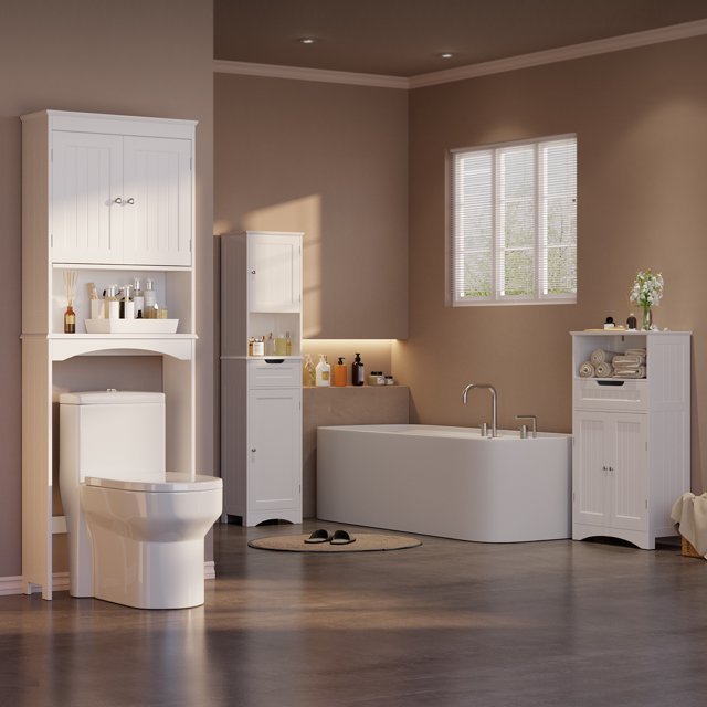 Over the Toilet Storage Cabinet, Lofka Bathroom Cabinet with Open Shlef &Doors