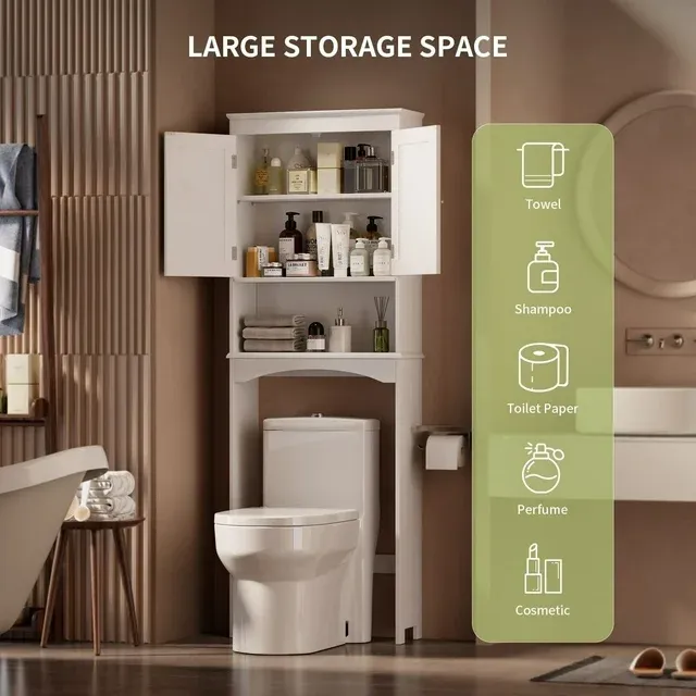 Over the Toilet Storage Cabinet, Lofka Bathroom Cabinet with Open Shlef &Doors