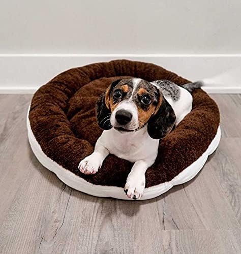 Soft Plush Small Cute and Cozy Food Dog Cat Bed, Washer and Dryer Friendly (Cookies and Cream)