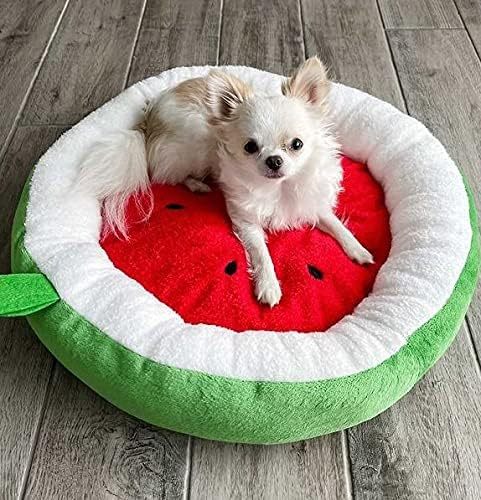 Soft Plush Small Cute and Cozy Watermelon Dog Cat Bed, Washer and Dryer Friendly (Watermelon)