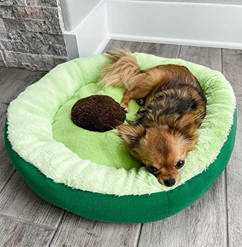 Soft Plush Small Cute and Cozy Avocado Dog Cat Bed, Washer and Dryer Friendly (Avocado)