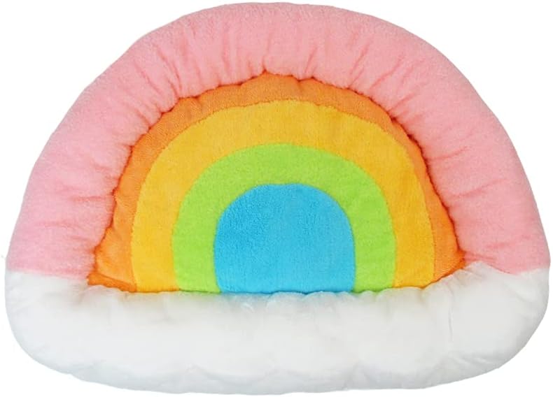 Soft Plush Small Cute and Cozy Nature Dog Cat Bed, Washer and Dryer Friendly (Rainbow)