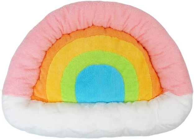 Soft Plush Small Cute and Cozy Nature Dog Cat Bed, Washer and Dryer Friendly (Rainbow)