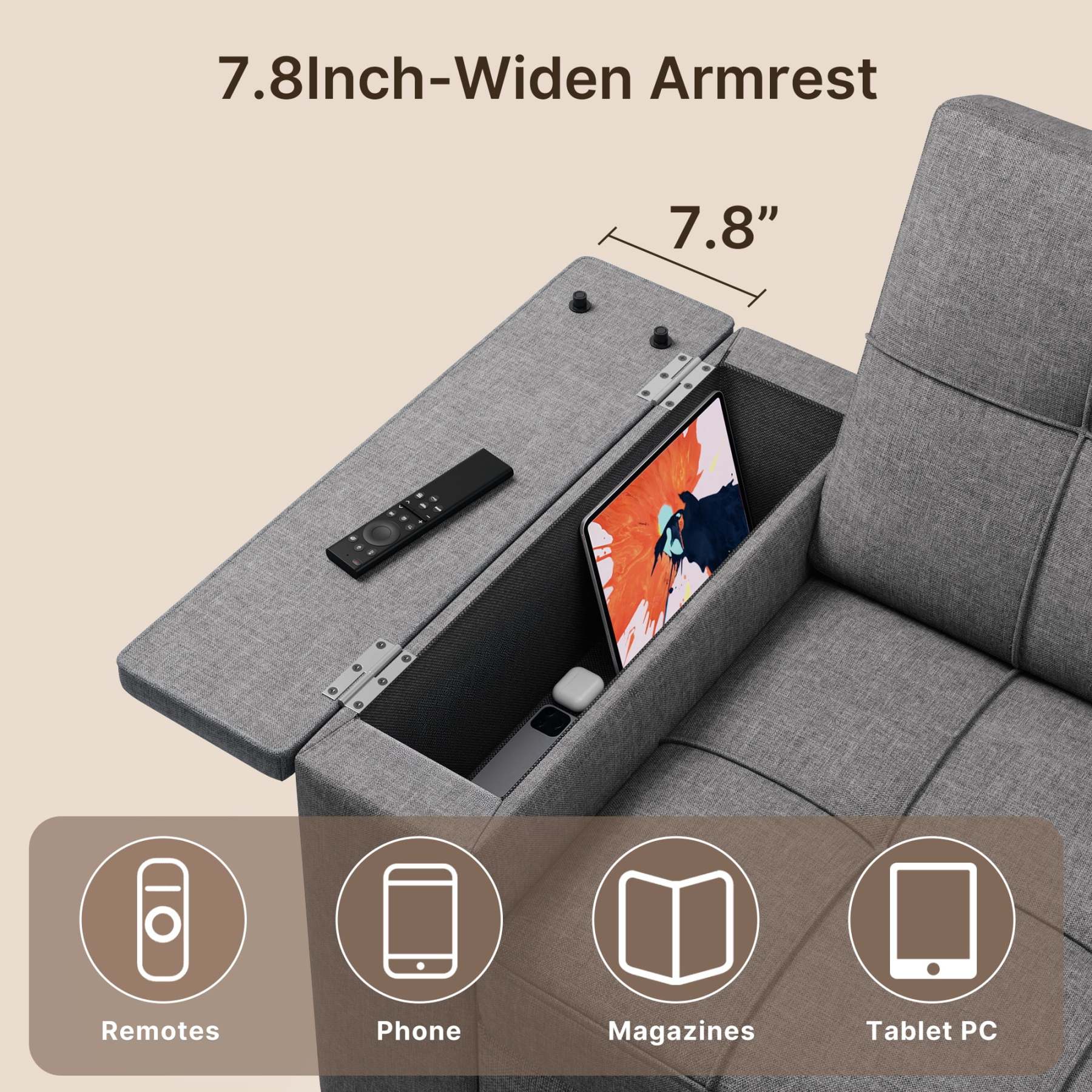 Lofka Futon Sofa Bed, Convertible Loveseat Recliner Sleeper with Adjustable Backrest & Wide Storage Side Pocket