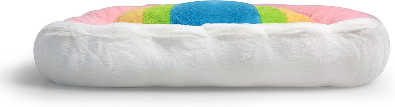 Soft Plush Small Cute and Cozy Nature Dog Cat Bed, Washer and Dryer Friendly (Rainbow)