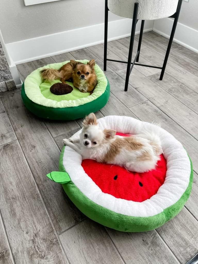Soft Plush Small Cute and Cozy Watermelon Dog Cat Bed, Washer and Dryer Friendly (Watermelon)