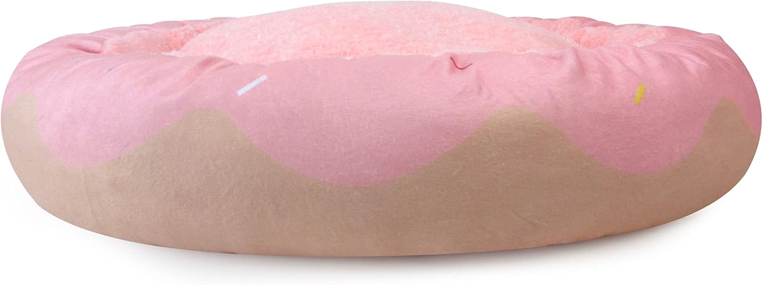 Soft Plush Small Cute and Cozy Donut Dog Cat Bed, Washer and Dryer Friendly (Donut)