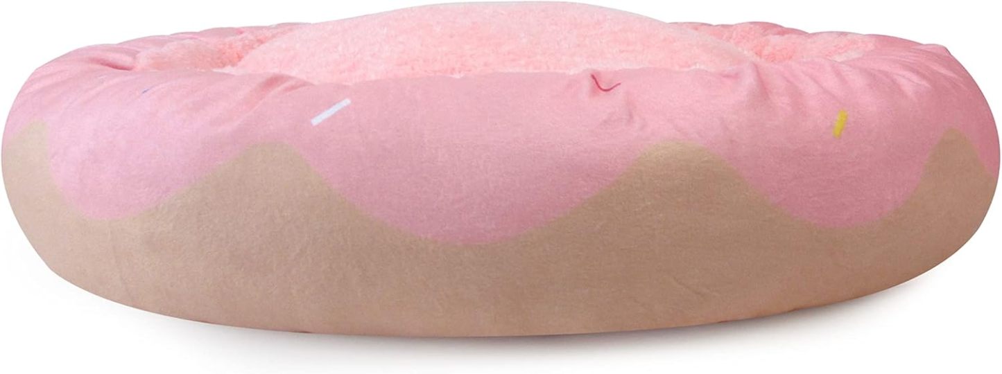 Soft Plush Small Cute and Cozy Donut Dog Cat Bed, Washer and Dryer Friendly (Donut)