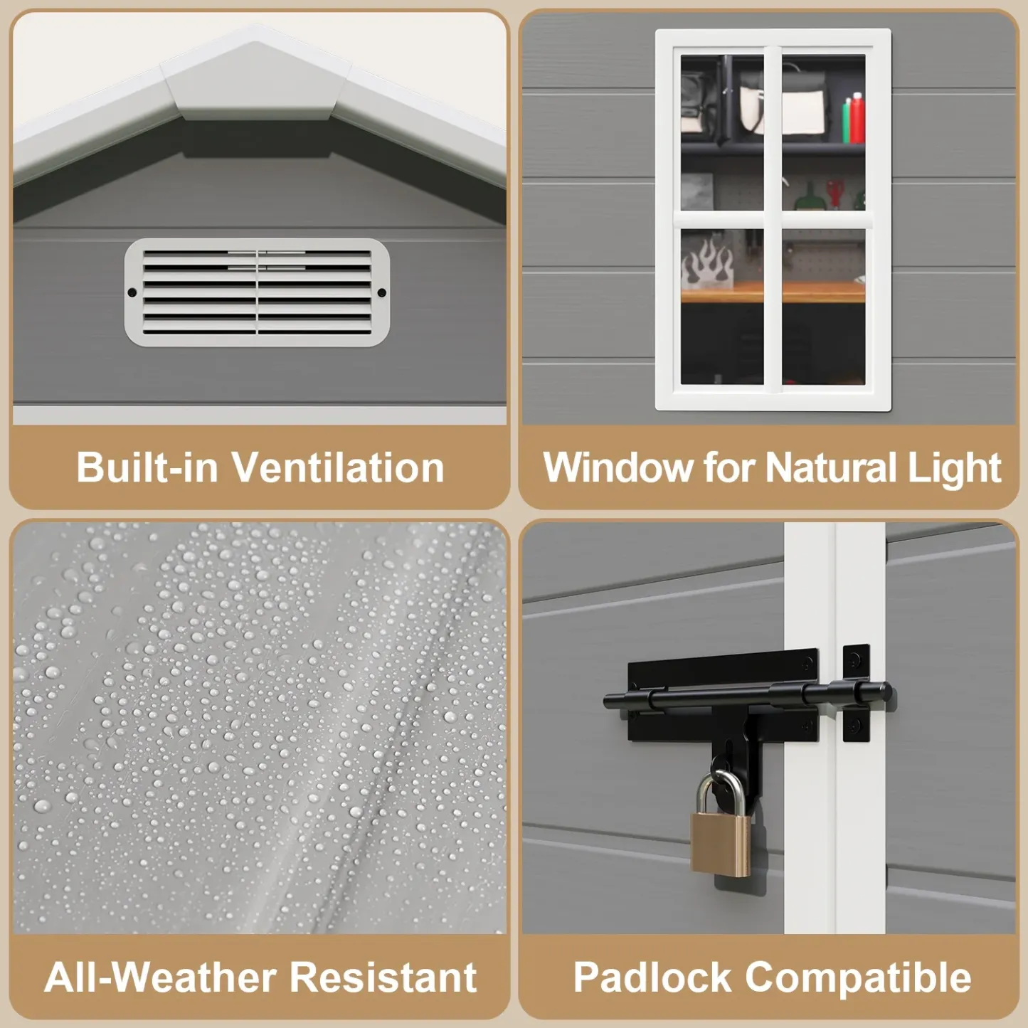 Lofka 6' x 4' Resin Outdoor Shed with Side Windows for Garden