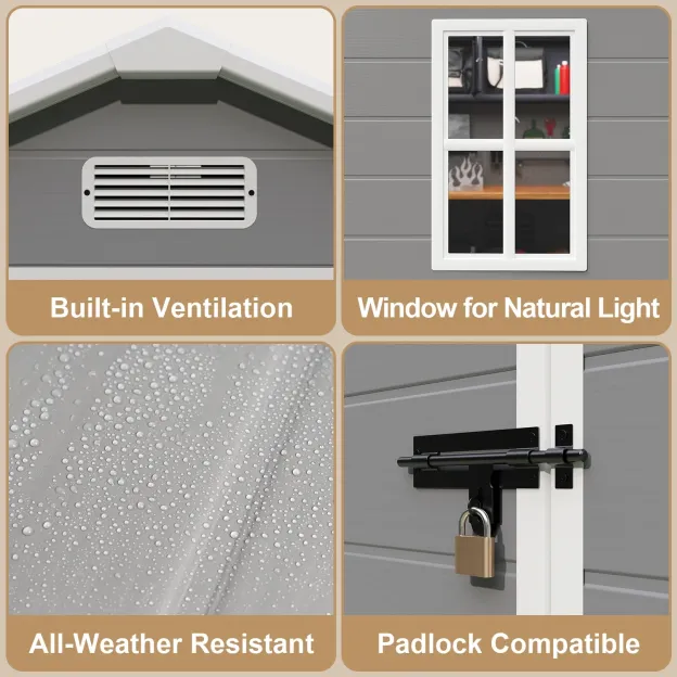 Lofka 6' x 4' Resin Outdoor Shed with Side Windows for Garden