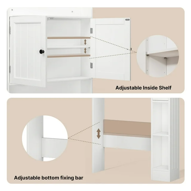 Lofka Over The Toilet Storage Cabinet, 32.3" Free Standing Storage Cabinet Over Toilet with Doors