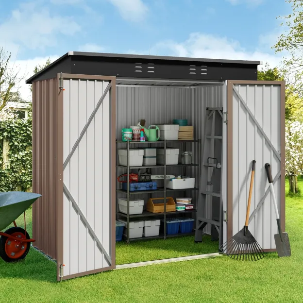 Lofka 6 x 4ft Metal Storage Shed, Garden Shed with Double Lockable Doors, Waterproof Shed & Outdoor Storage