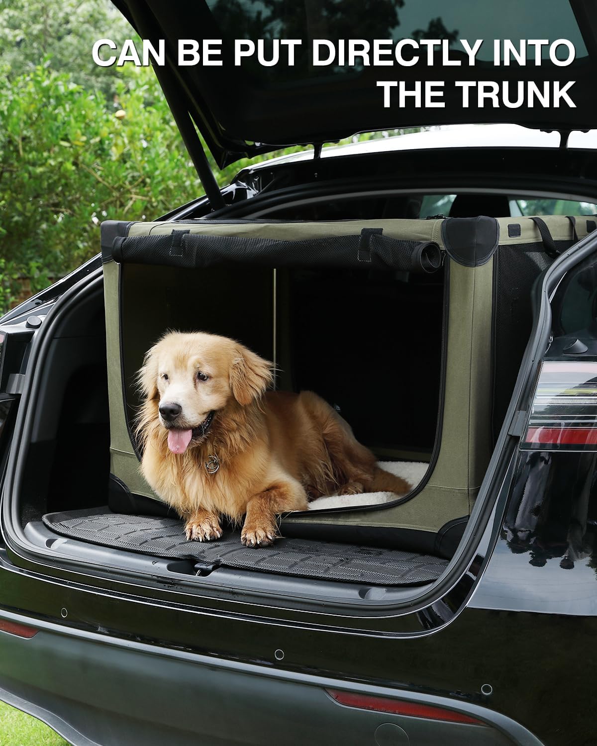 36 Inch Collapsible Travel Dog Crate for Medium Large Dogs, Portable Dog Crate 4-Door Foldable Soft Kennel