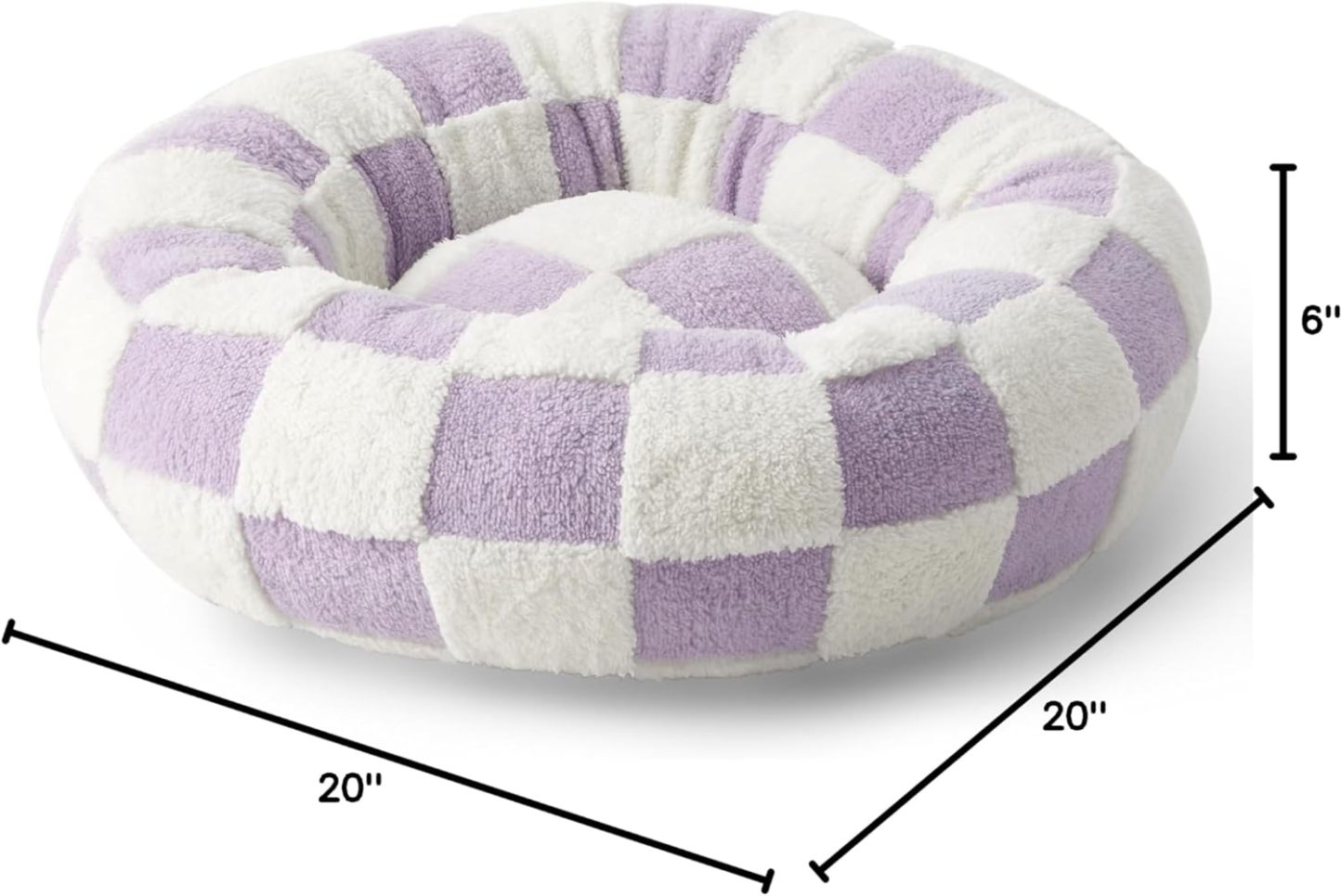 Cat Beds for Indoor Cats - Round Cat Bed Donut Small Dog Bed Calming Pet Beds, Cute Modern Beds with Jacquard Shaggy Plush & Anti Slip Bottom, 20 Inch, Purple