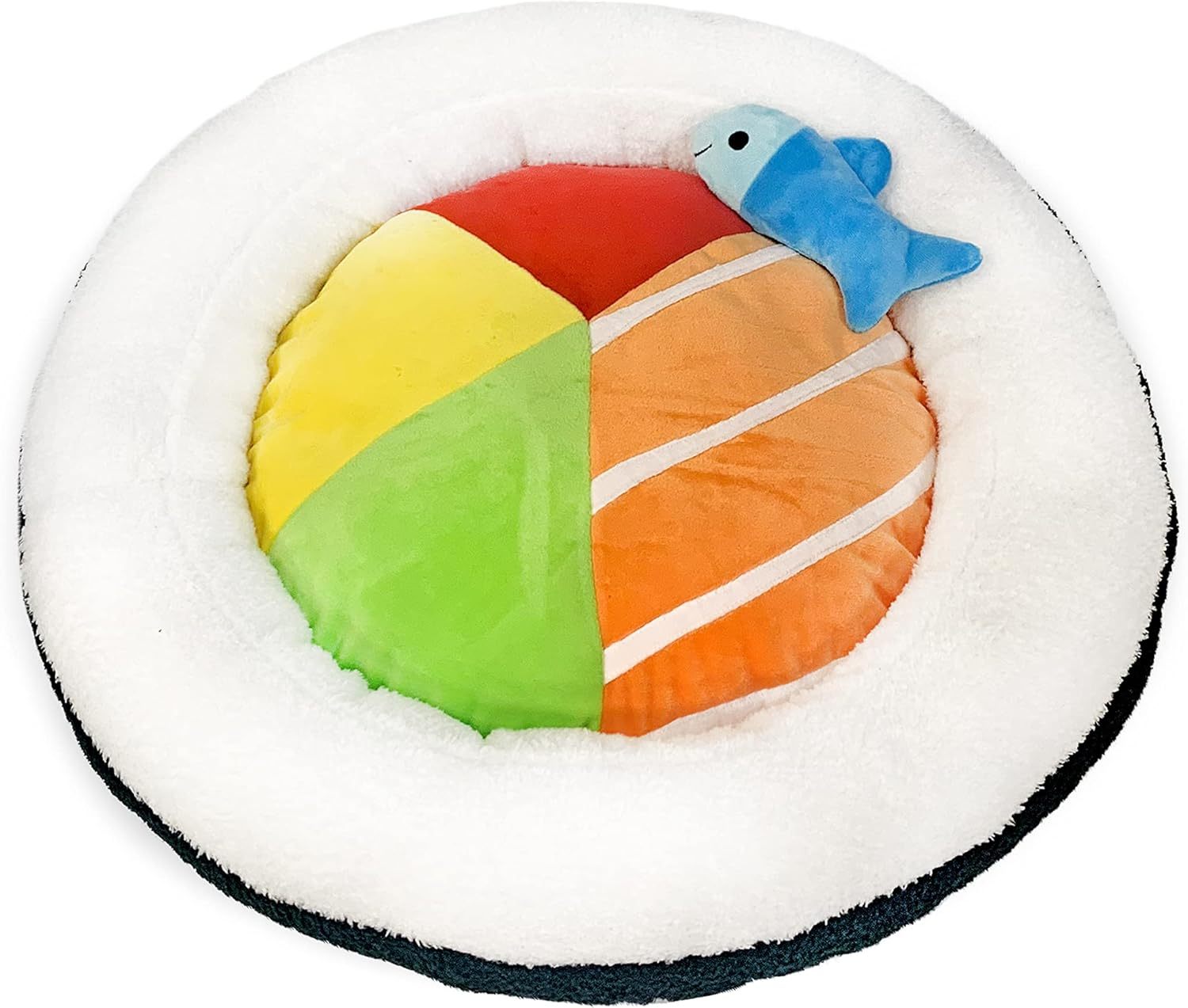 Soft Plush Small Cute and Cozy Food Dog Cat Bed, Washer and Dryer Friendly (Sushi Roll)