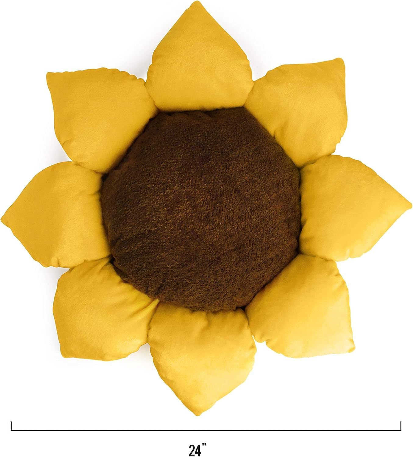 Soft Plush Small Cute and Cozy Nature Dog Cat Bed, Washer and Dryer Friendly (Sunflower)