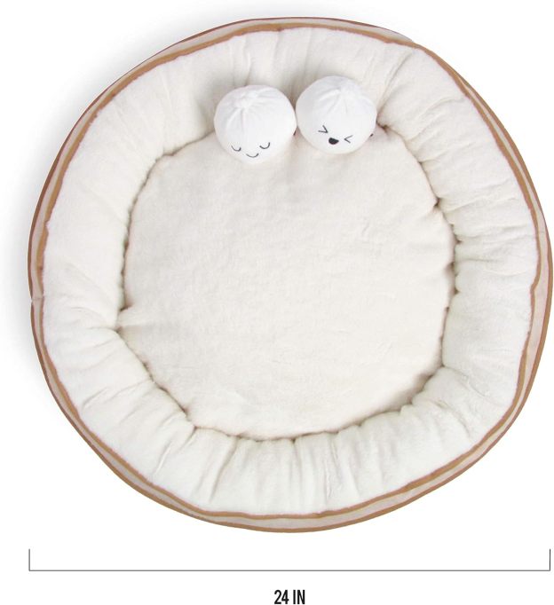 Soft Plush Small Cute and Cozy Food Dog Cat Bed, Washer and Dryer Friendly (Dim Sum)