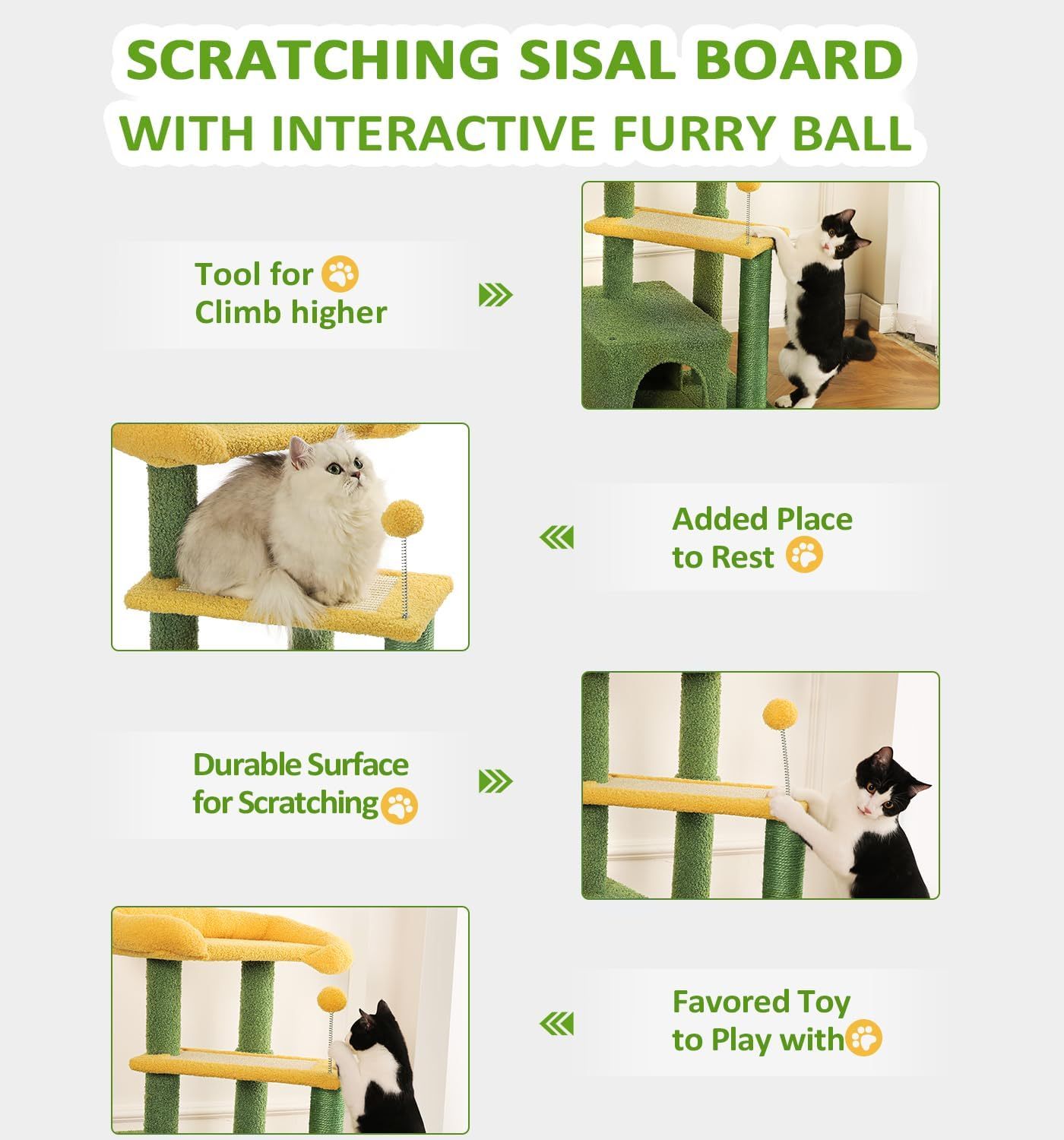 Small Cat Tower for Indoors Cats, Cute Wood Kitty Condo with Scratching Post and Pad, 29" Multi-Level Modern Activity Climbing Furniture