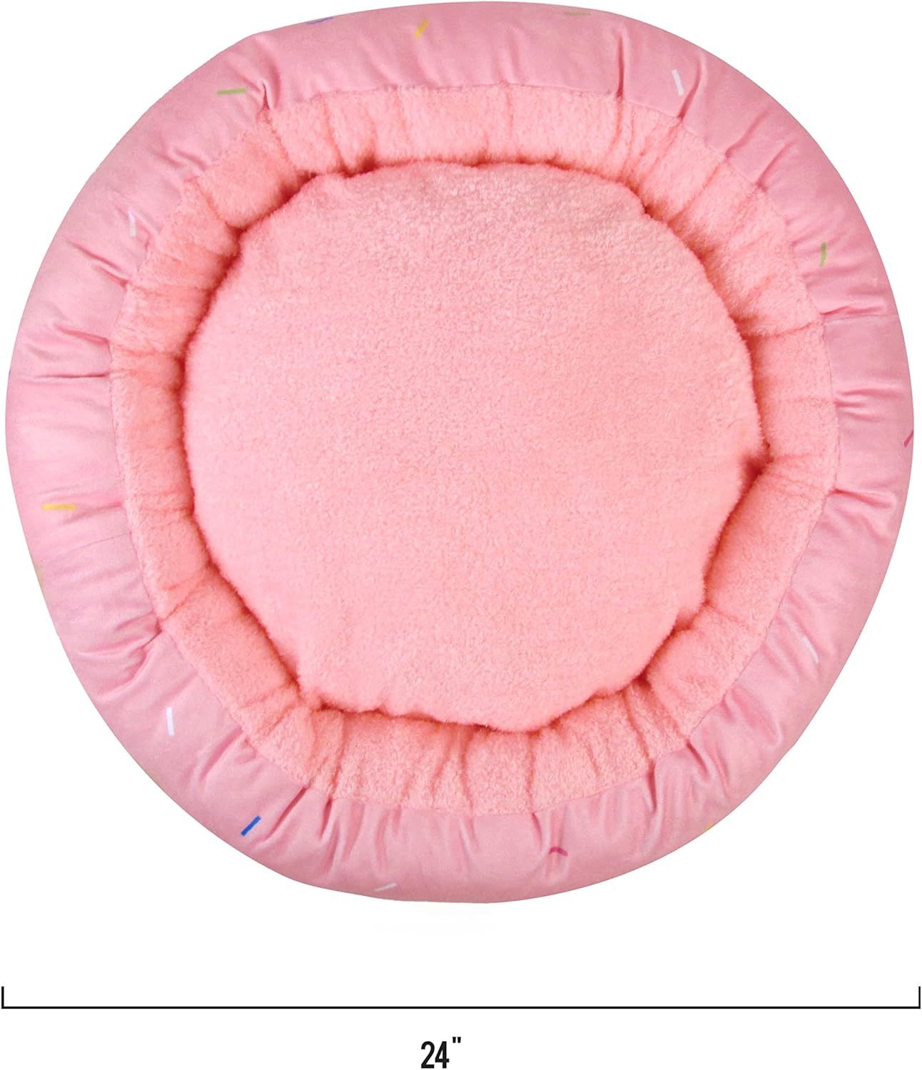 Soft Plush Small Cute and Cozy Donut Dog Cat Bed, Washer and Dryer Friendly (Donut)