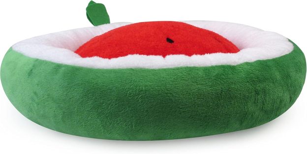 Soft Plush Small Cute and Cozy Watermelon Dog Cat Bed, Washer and Dryer Friendly (Watermelon)