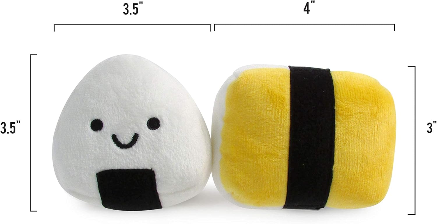 Soft Plush Small Cute and Cozy Sushi Dog Cat Bed with Two Sushi Crinkle Toys, Washer and Dryer Friendly, (Black)