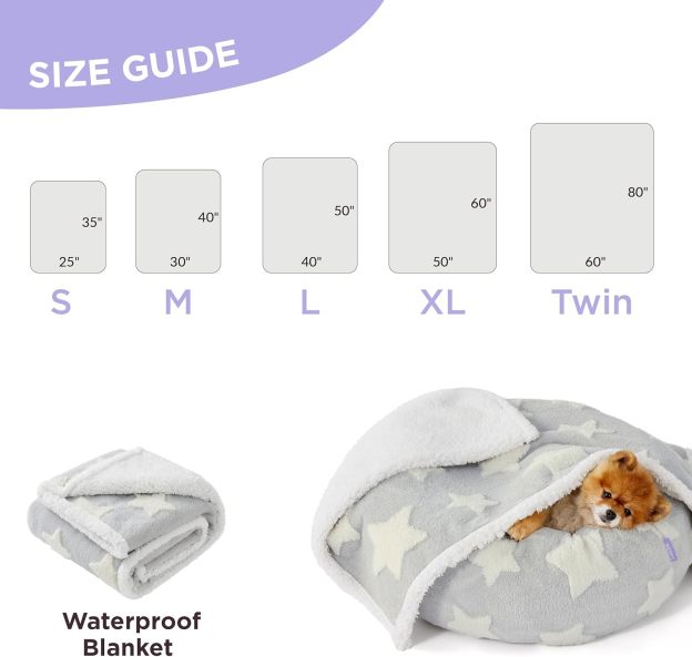 Waterproof Dog Blanket for Large Dogs - Washable Double Sided Dog Blankets with Warm Jacquard Shag and Soft Sherpa Fleece