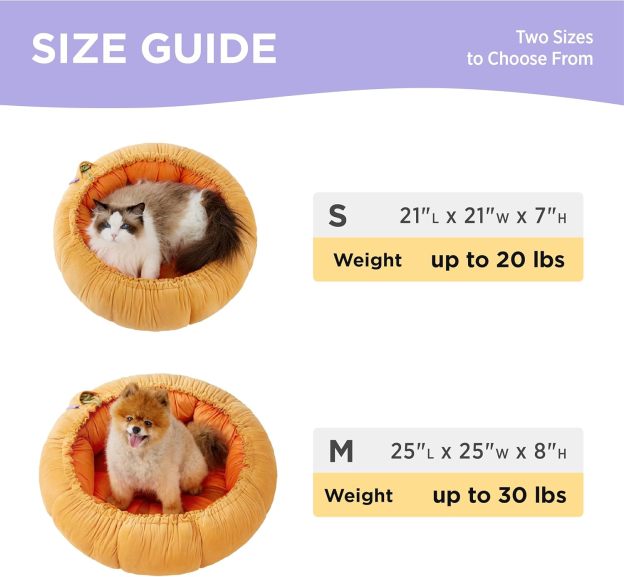 Cat Beds for Indoor Cats - Washable Cute Cat Beds with Versatile Dual-Use Design, Reversible Donut Pet Bed for Puppy and Kitten, 21x21x7 Inches