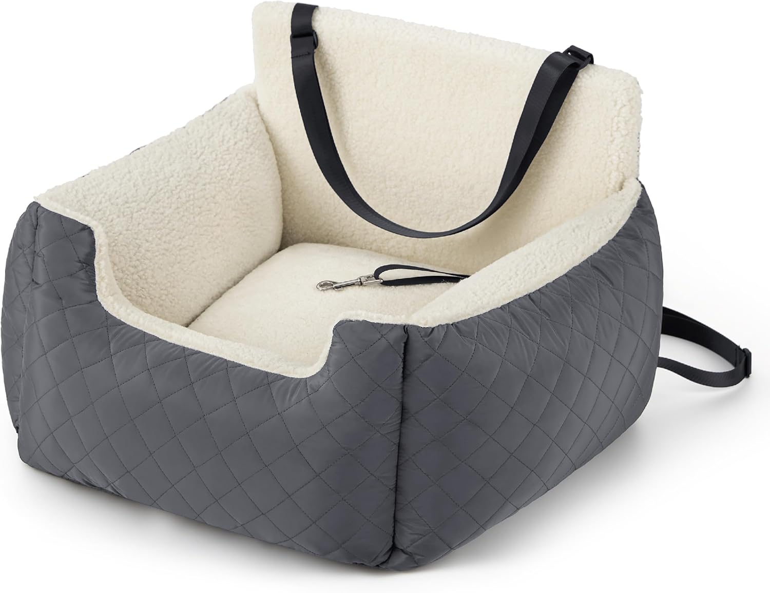 Small Dog Car Seat - Waterproof Car Seats for Small Dogs Pet Seat with Clip-On Leash for Travel Carrier Booster Bed, Dark Grey