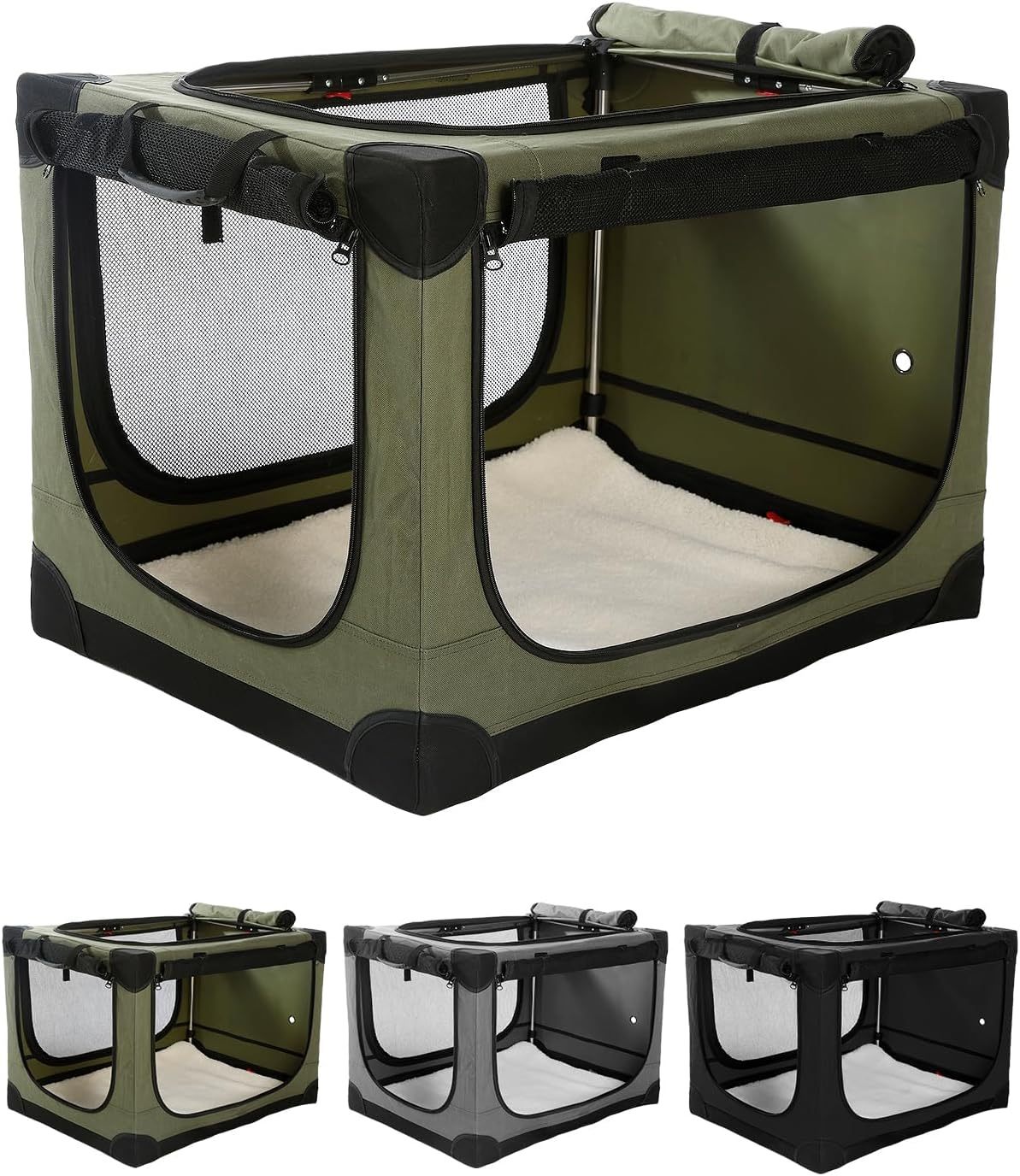 36 Inch Collapsible Travel Dog Crate for Medium Large Dogs, Portable Dog Crate 4-Door Foldable Soft Kennel