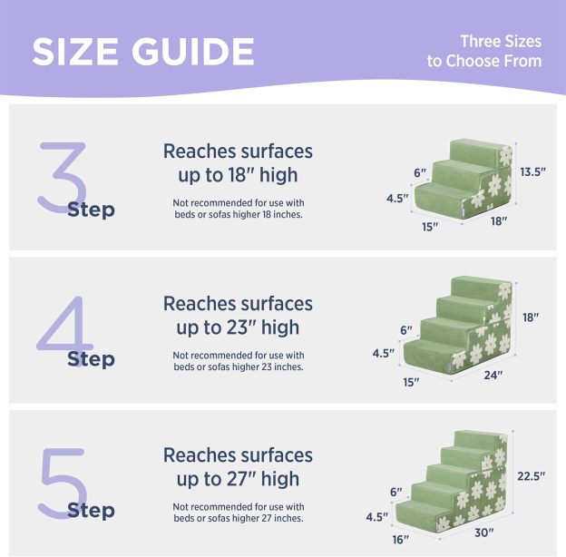Dog Stairs for High Bed 22.5" H 5-Step Dog Steps for Couch Sofa and Chairs Foldable Foam Pet Stairs Jacquard Shaggy Plush for Small Dogs