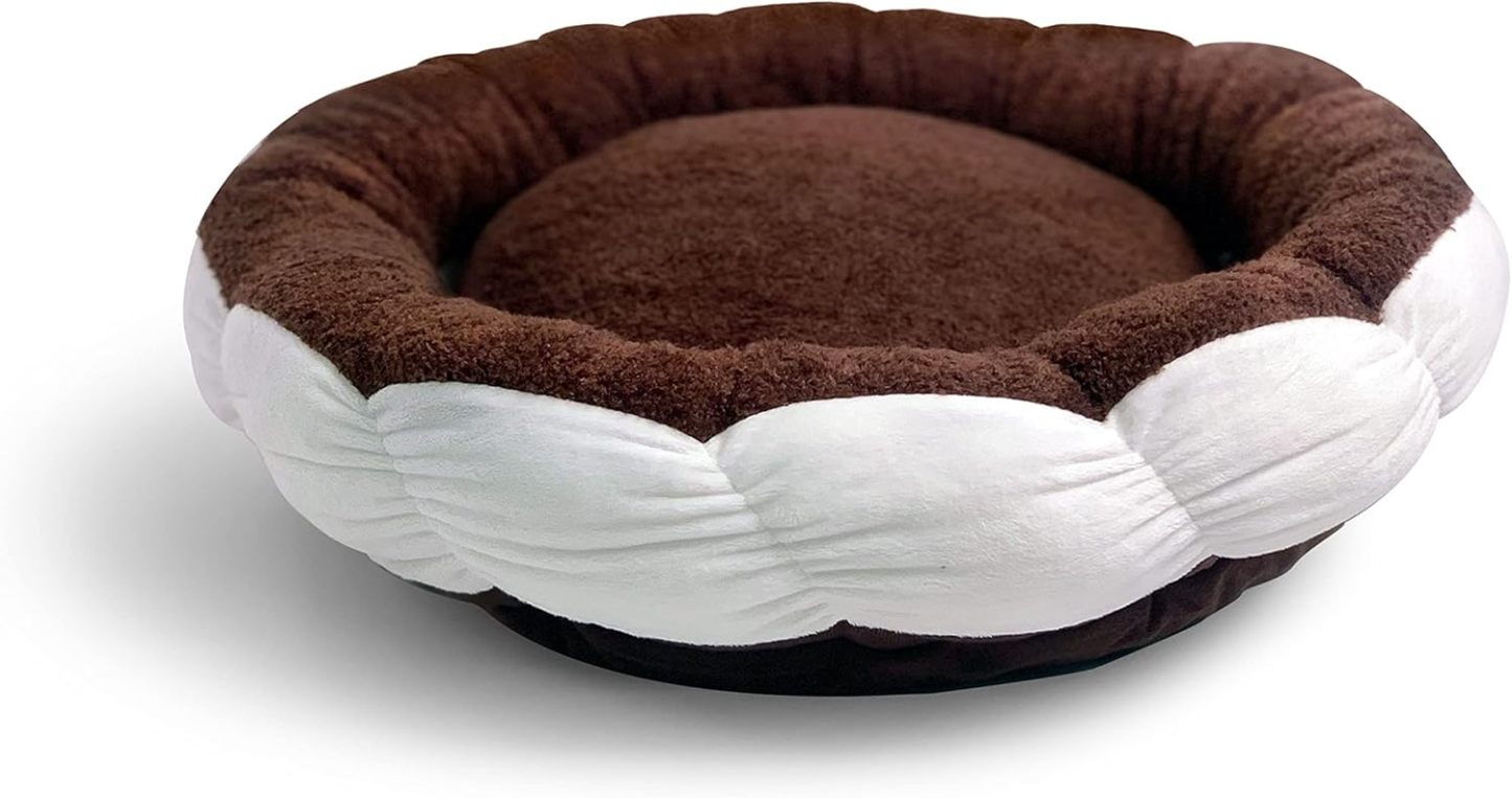 Soft Plush Small Cute and Cozy Food Dog Cat Bed, Washer and Dryer Friendly (Cookies and Cream)