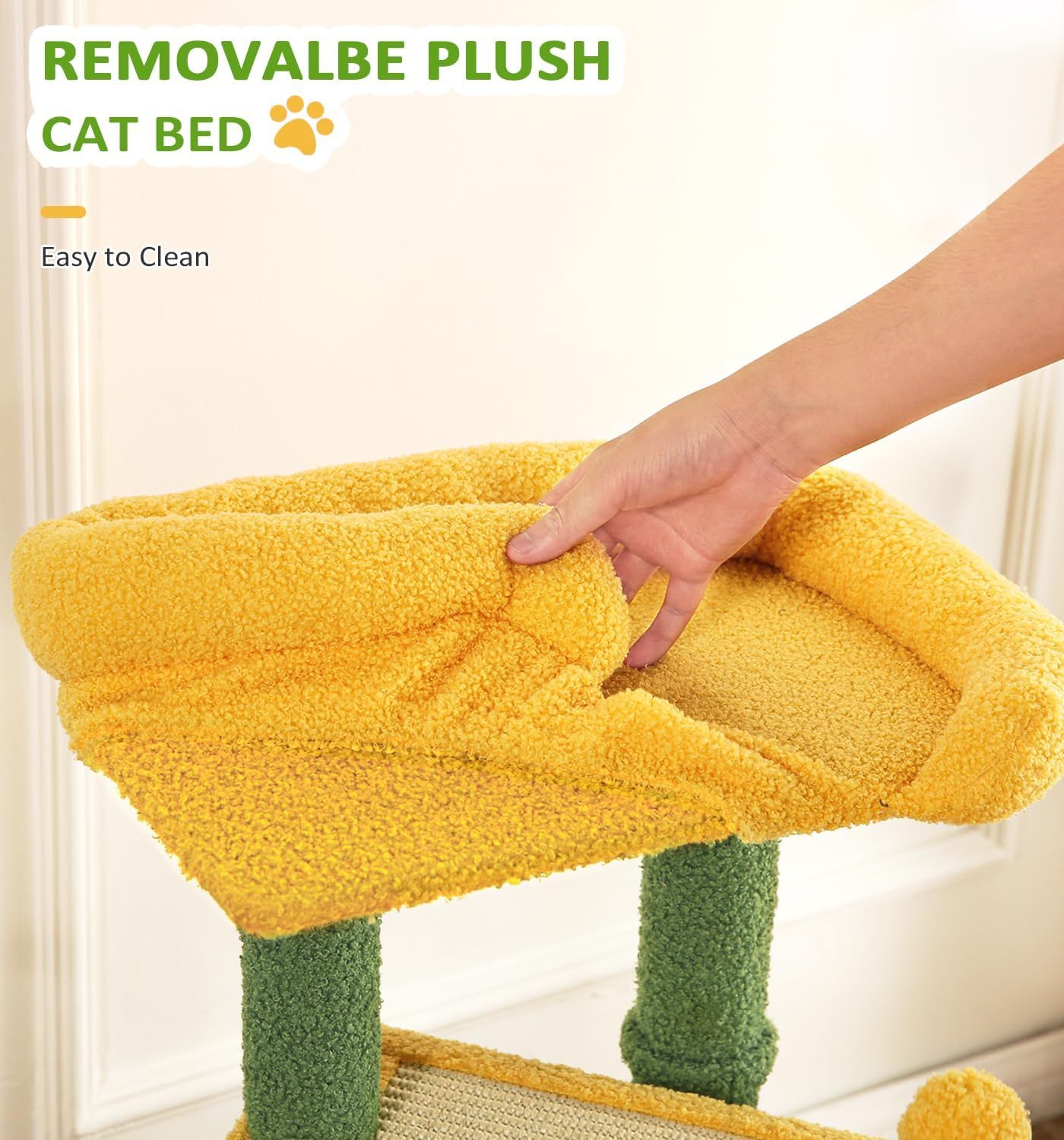 Small Cat Tower for Indoors Cats, Cute Wood Kitty Condo with Scratching Post and Pad, 29" Multi-Level Modern Activity Climbing Furniture