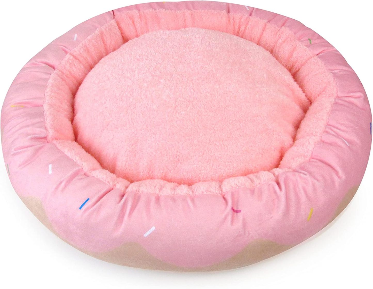 Soft Plush Small Cute and Cozy Donut Dog Cat Bed, Washer and Dryer Friendly (Donut)