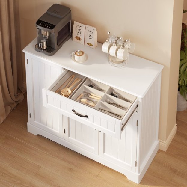 Lofka 42" Kitchen Storage Cabinet, Sideboard Buffet Cabinet with 8 Shelves, 1 Drawer